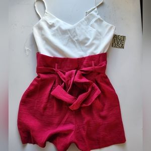 Sexy Flirty Two Tone Belted Romper NWT M
